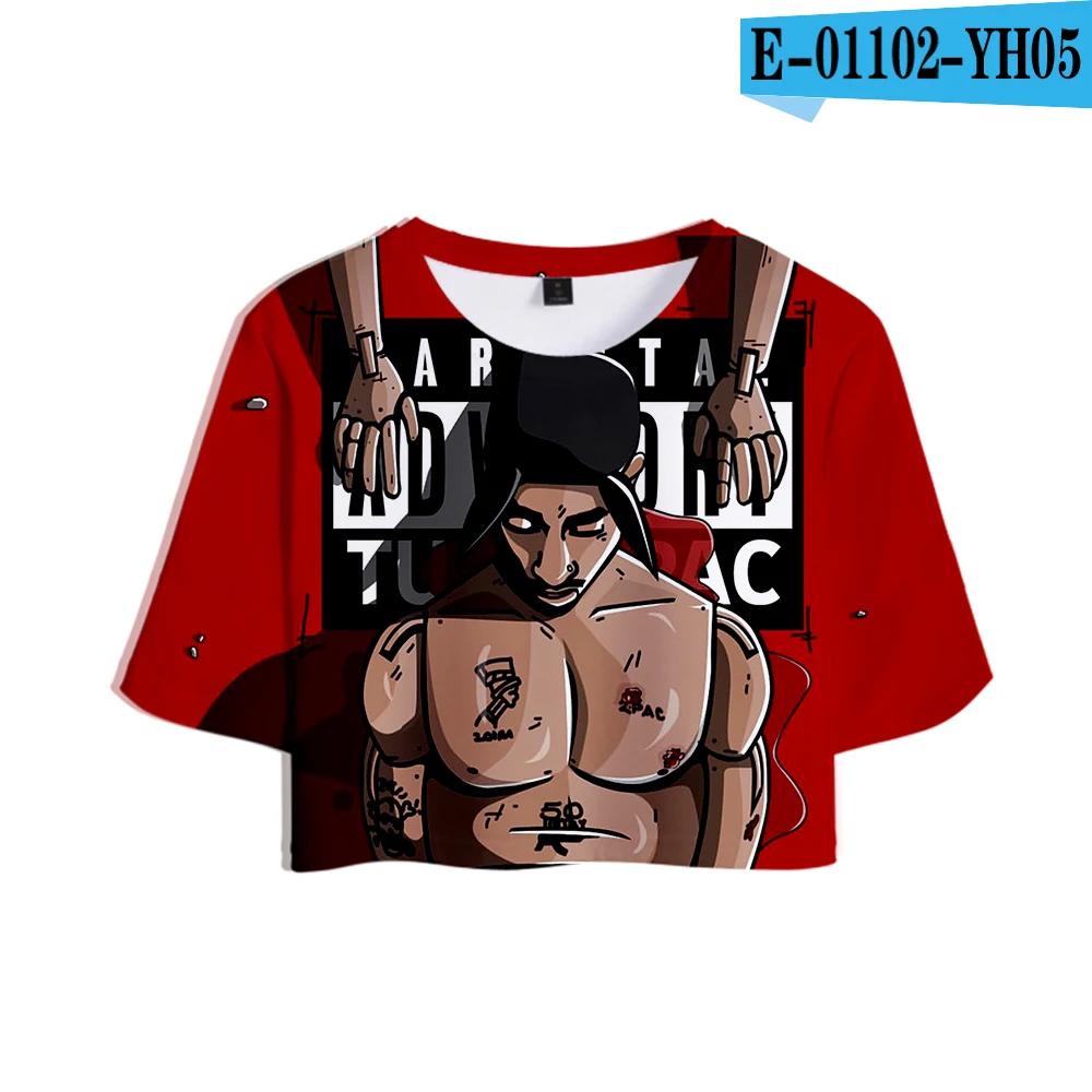 picture color 2Pac Tupac Amaru Shakur 3D принт Midriff-baring футболка женская летняя сексуальные повседневные вещи Harajuku короткий рукав Футболка Горячая Распродажа - Цвет: picture color