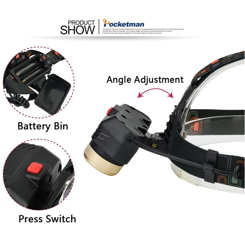 5000 люмен Водонепроницаемая светодиодная лампа на голову 4 режима фары 18650