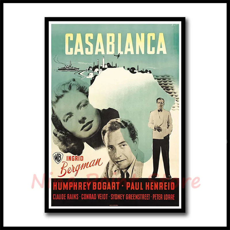 Голливудская классика любовь фильм Casablanca бумага с покрытием плакат наклейки на стену украшение дома современный стиль бескаркасные