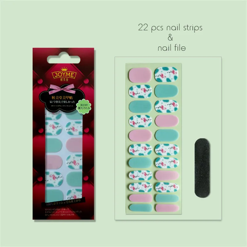 22 шт Фламинго гель-полоски для ногтей корейский дизайн с пилочкой УФ-наклейки