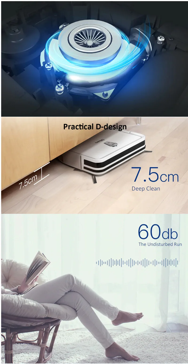 Dibea GT200 Беспроводной интеллектуальный подметальный робот домашний автоматический пылесос для уборки пола гироскоп