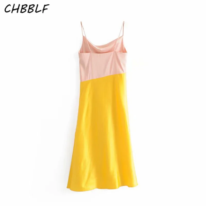 Женское платье без рукавов CHBBLF повседневное длинное на тонких бретельках с