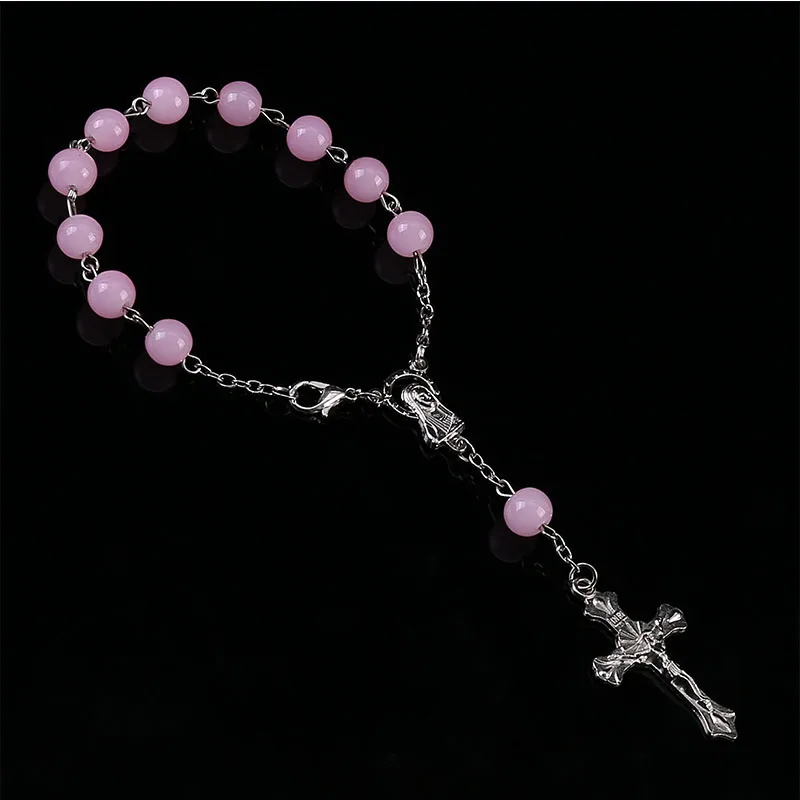 48 шт./браслет крест из католического жемчуга 8 мм с кристаллами браслет хрульный