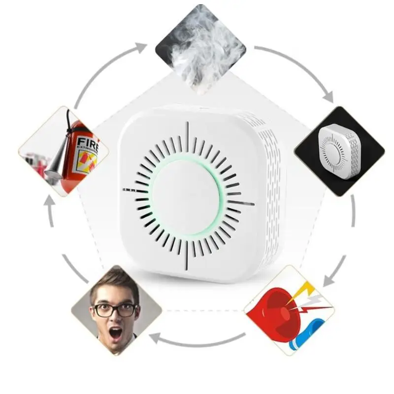 Защита портативный детектор дыма wifi домашний безопасный охранный датчик белый 433
