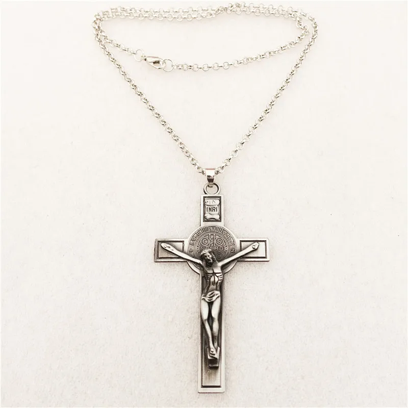 

Yeshua Иисус крест ожерелье Христианский цинковый сплав Подвеска христианство ювелирные изделия с 50 см звеньевой цепи
