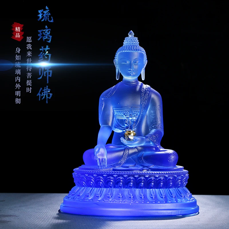 GOOD figure Buddha HOME efficacious Protection # Retro Tibetan Medicine Guru -REAL Colored Glaze crystal statue | Дом и сад
