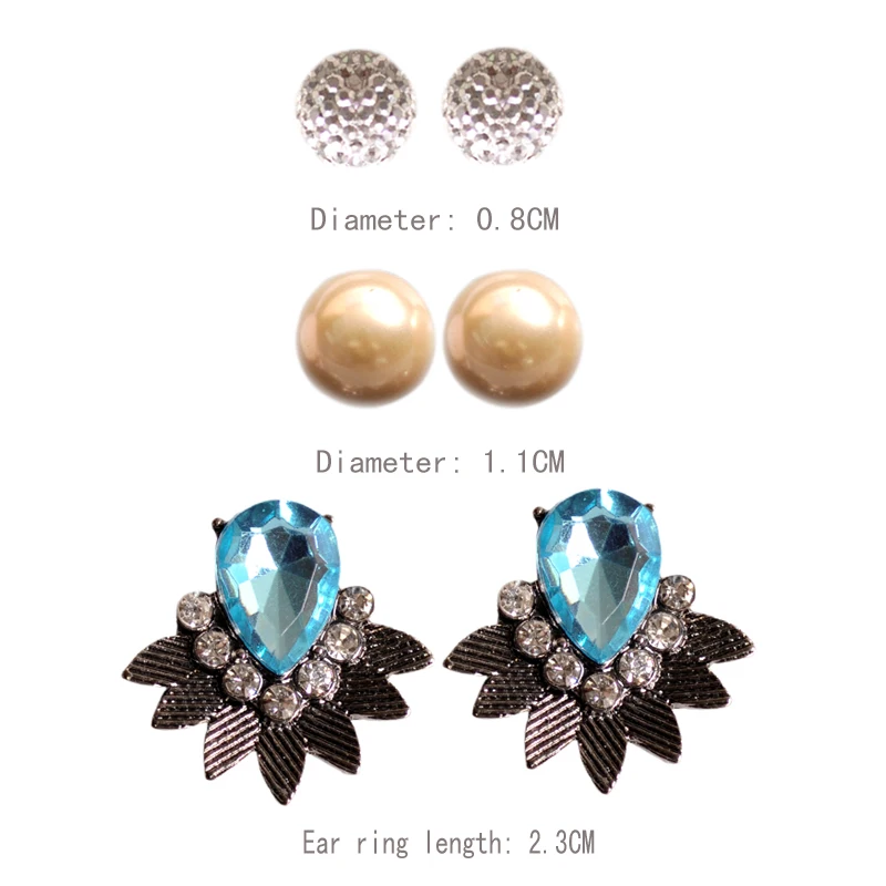Hot selling fashionable women's jewelry girl boy pearl earrings mixed with 3 pairs /set free shipping. | Украшения и