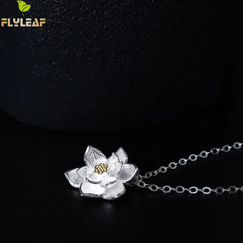 Flyleaf 925 Sterling Silver Lotus Flowers Necklaces &amp Pendants For Women Chinese Elements Lady Vintage Jewelry | Украшения и