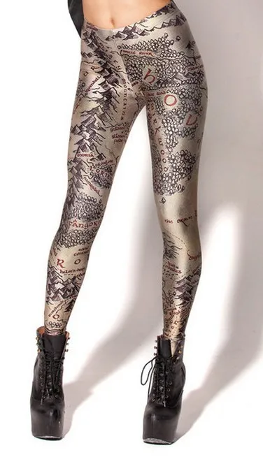 SexeMara Middle Earth Map Digital Print Leggings Women Fashion Gothic Creative Fitness Shape Slim Popular Elastic Pants BL-099 | Женская