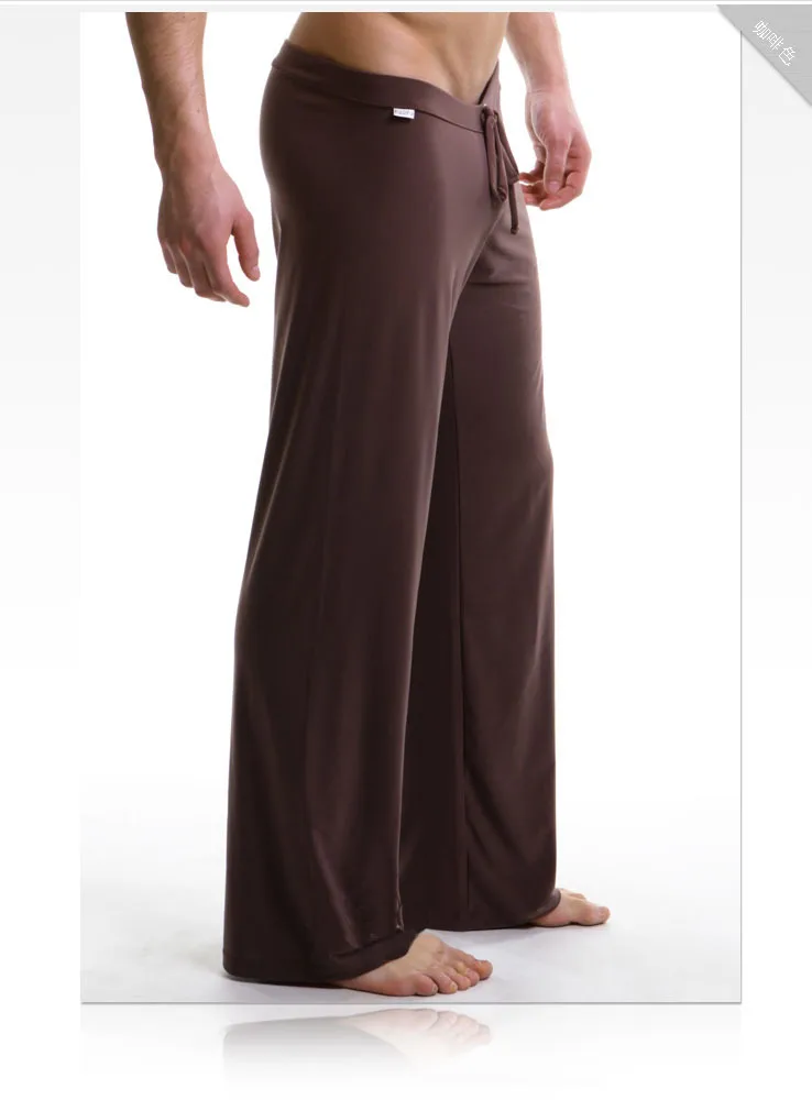 Мужские шелковистые Свободные повседневные брюки дышащие на завязках штаны для