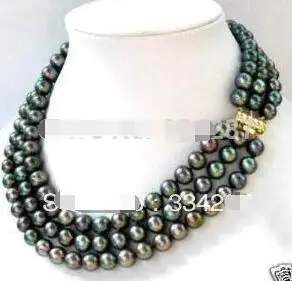 

Натуральный пресноводный жемчуг 3 ряда 8-9 мм черный жемчуг ожерелье> Женские украшения Бесплатная доставка