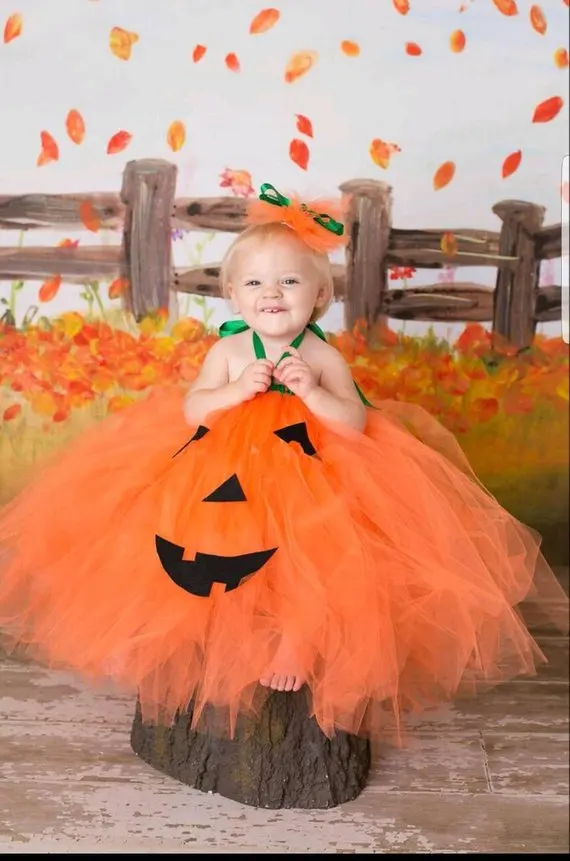 POSH DREAM Orange Little Pumpkin Kids Girls Halloween Costume Lantern Baby Cosplay Tutu Dress Adorable | Детская одежда и обувь