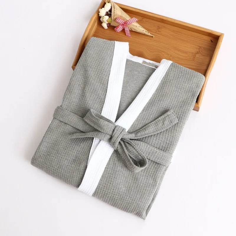 Fashion Men Cotton Robes For Mens Bathrobes Male Pijamas Masculinos Waffle Robe Gown Comfortable Bathrobe Homewear Dressing | Мужская