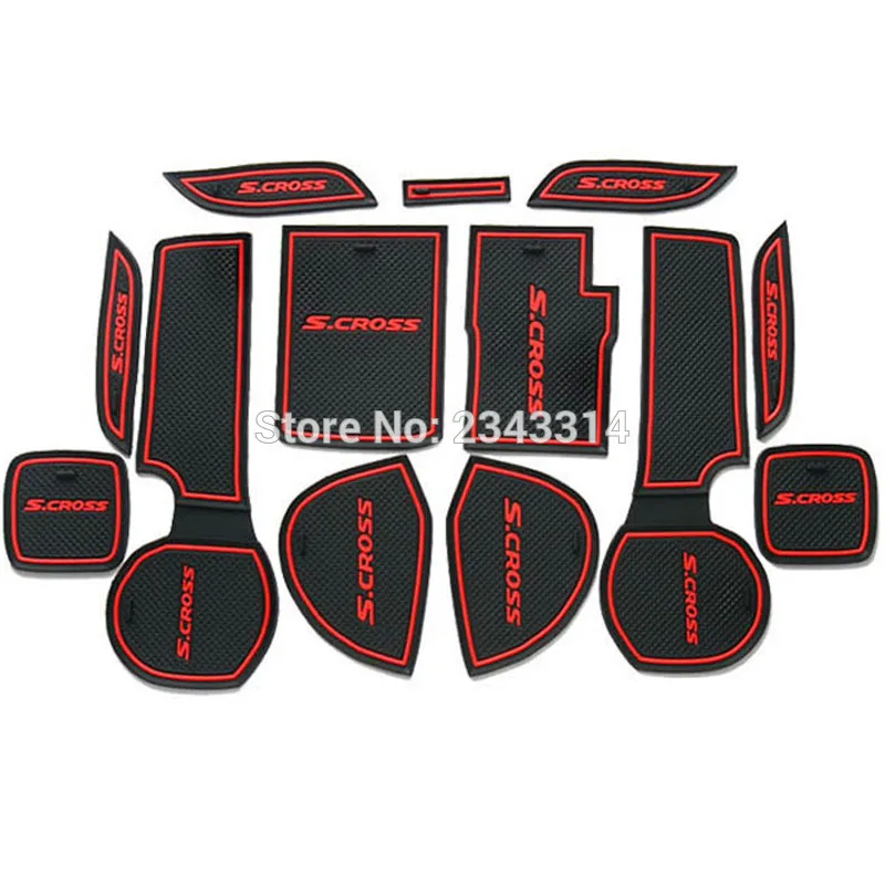 For 2014-2021 Suzuki SX4 S-Cross S Cross Latex Gate Slot Pad Non-slip Cup Mats Anti Slip Door Groove Mat Stickers Car Accessory 1