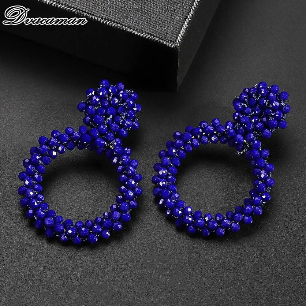 Dvacaman Boho дизайнерские длинные висячие серьги с кисточками для женщин модные полимерные массивные серьги этнические, праздничные ювелирные изделия в подарок - Окраска металла: blue