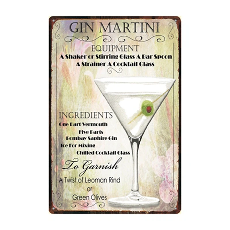 [Kelly66] Коктейль Lounge Mai Tai Margarita GIN FIZZ металлический знак оловянный плакат домашний Декор Бар настенная живопись 20*30 см размер Dy67 - Цвет: Dd-1011