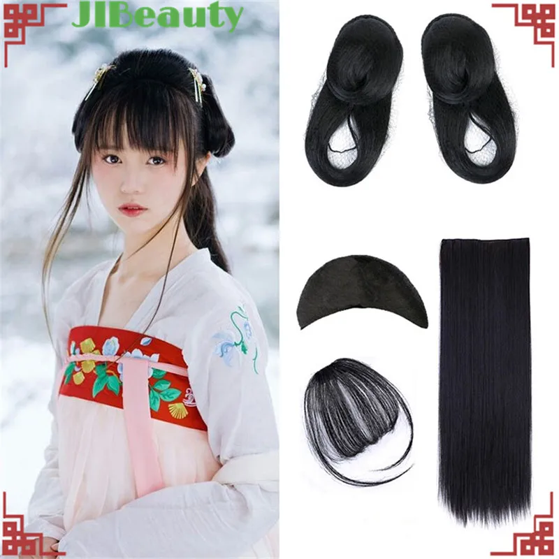 QIANJI Hanfu Китайский стиль головной убор древние парики женский древний костюм