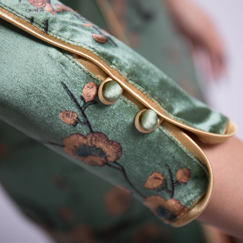 Для латинских танцев платья женщин Восточный Cheongsam с длинным рукавом Бальные