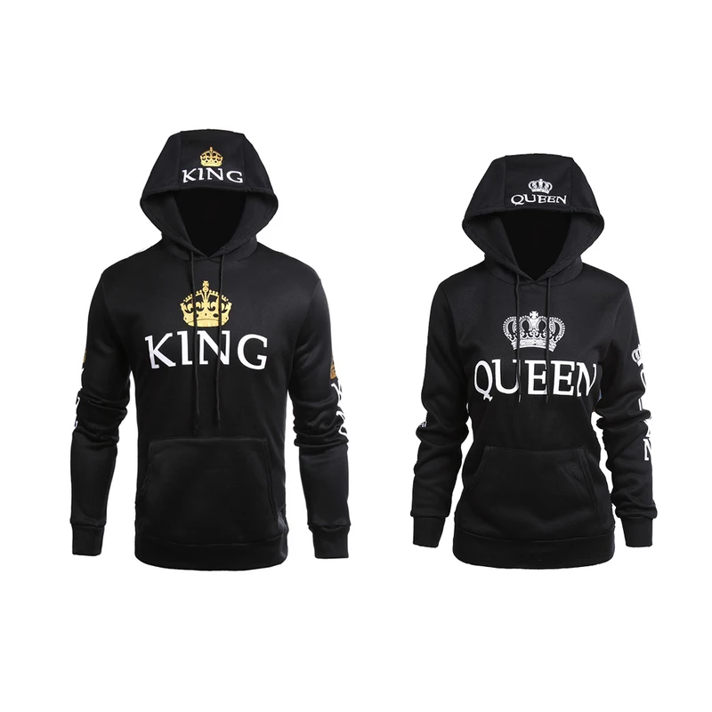 Толстовка с капюшоном KING Queen толстовка унисекс принтом короны для мужчин и женщин