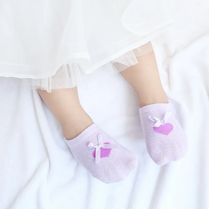 AiKway-Calcetines de algod&oacute;n para beb&eacute; y ni&ntilde;a, medias de encaje con lazo de dibujos animados, antideslizantes, 3 par/lote-2