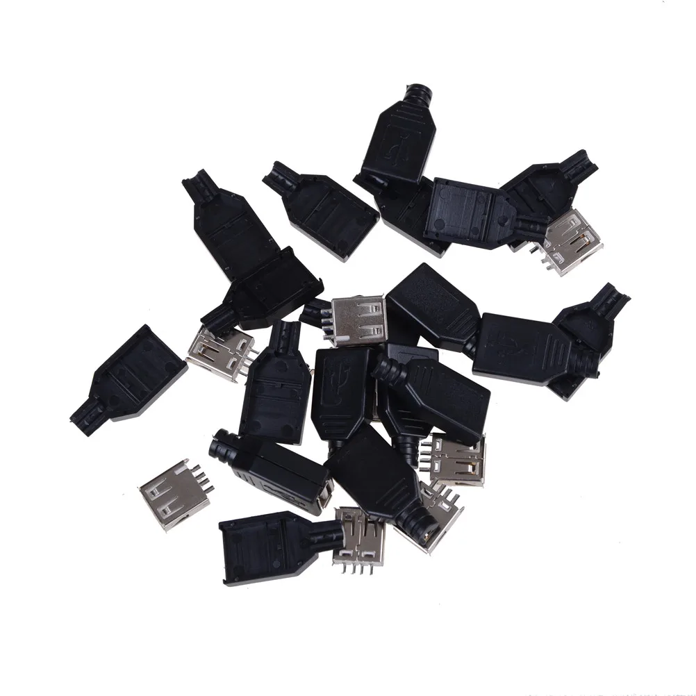 

10Pcs USB2.0 Type-A Plug 4-pin female Adapter Connector jack&Black Plastic Cover Wholesale
