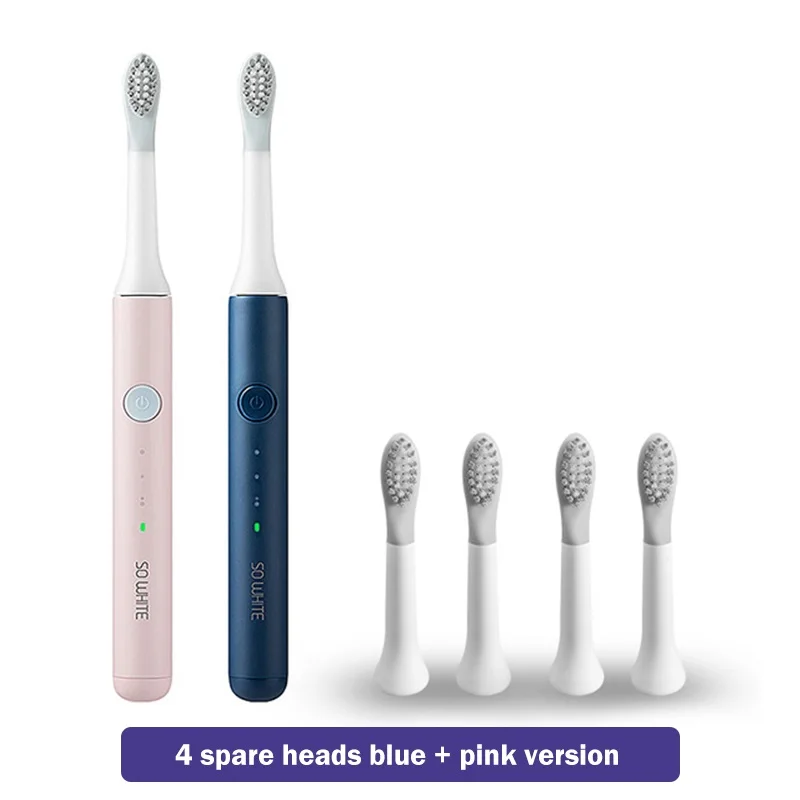 blue pink 4 heads Xiaomi Mijia sonic зубная щетка SO WHITE EX3 электрическая зубная щетка Youpin Беспроводная зарядка Водонепроницаемая ультра звуковая автоматическая щетка - Цвет: blue pink 4 heads