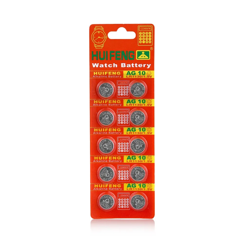 10 шт./лот = 1 упаковка AG10 LR1130 389 LR54 SR54 SR1130W 189 L1130 кнопочный Аккумулятор для часов
