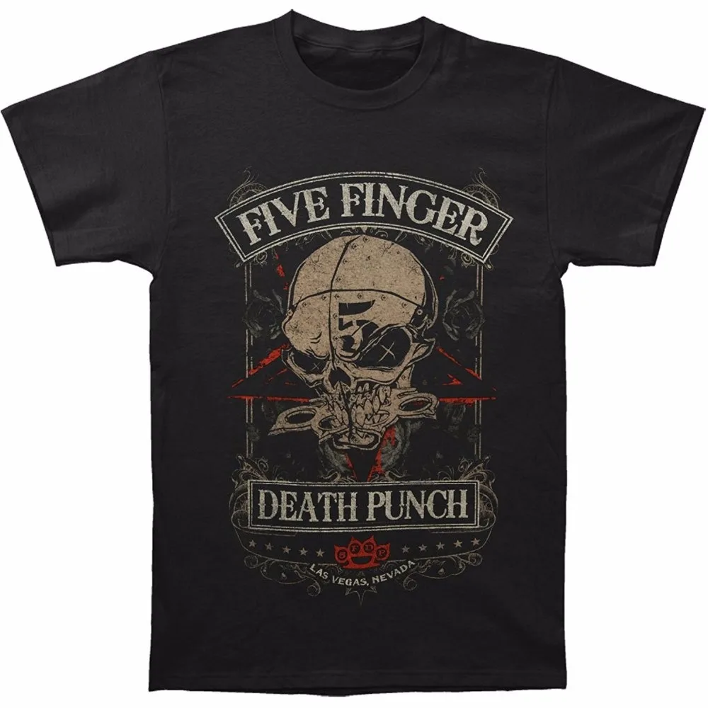 Забавные футболки Для мужчин пять пальцев Death Punch Лас Вегас Slim Fit футболка экипажа