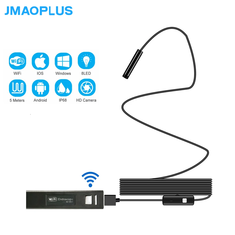 8mm Endoscope 10m 1200p Borescope Wifi Drain Camera Cable IOS For Iphone | Безопасность и защита