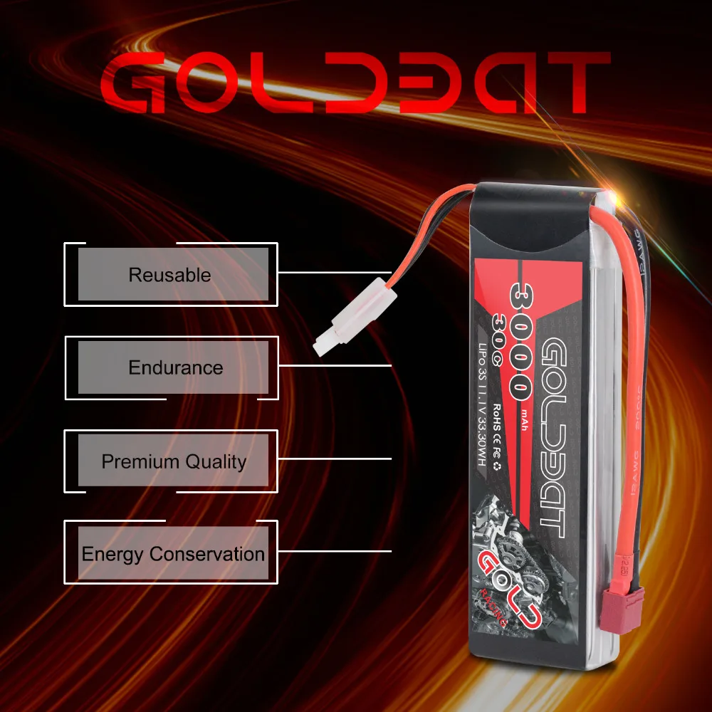 2 единицы GOLDBAT 3000mAh RC LiPo батарея 11 1 V 3S для rc 3000mah lipo 30C с t разъемом Heli Drone