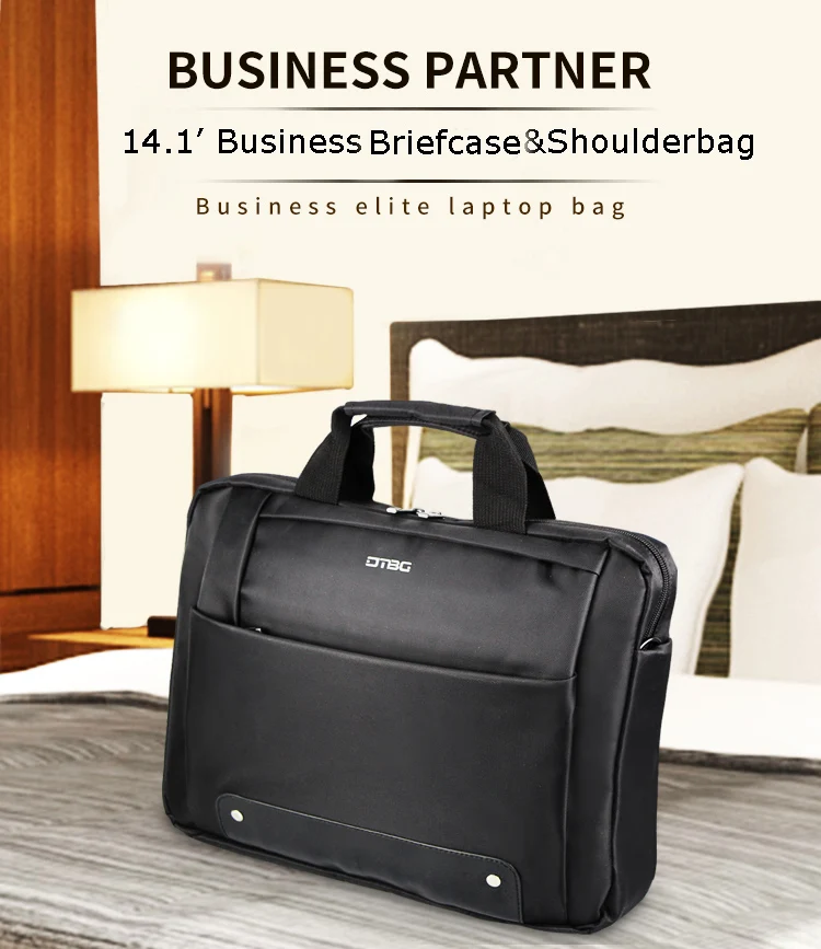 DTBG Men Nylon Briefcase Travel Briefcase Messenger Shoulder Tote Black Handbag 14 Inches Casual Business Laptop Briefcase