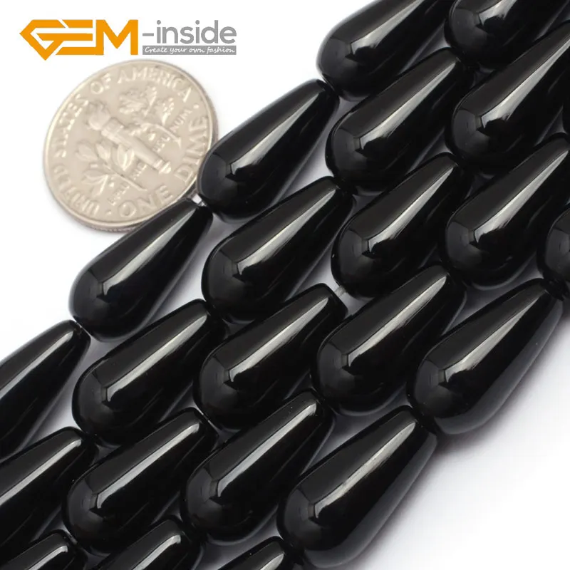 8x16mm Многоразмерные натуральные черные ограненные Агаты каплевидные бусины для изготовления ювелирных изделий 1" драгоценный камень внутри высокое качество - Цвет: 8x16mm