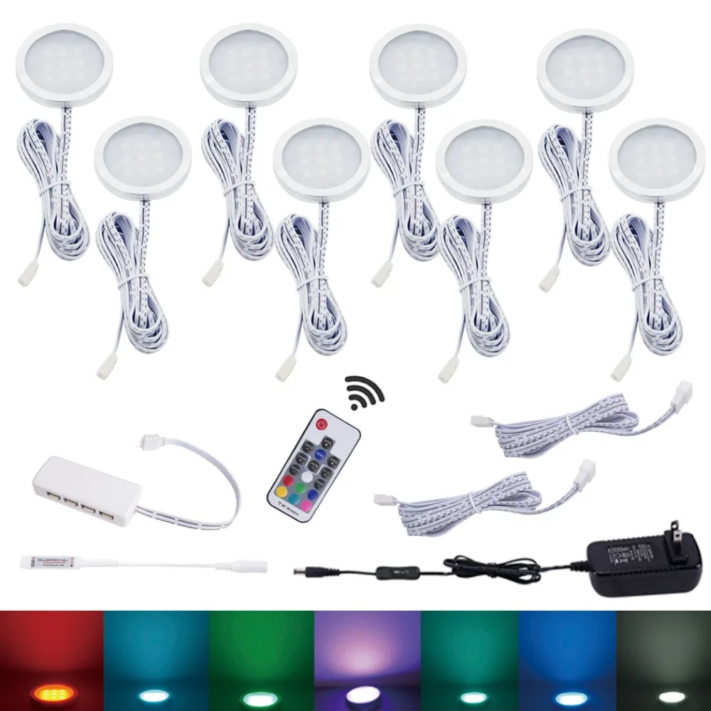Aiboo 8 RGB лампочек с изменением цвета беспроводное затемнение для кухонного стола