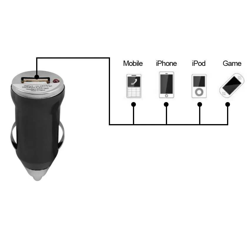 Автомобильное зарядное устройство USB Цифровое 5 В 1A алюминиевое быстрое