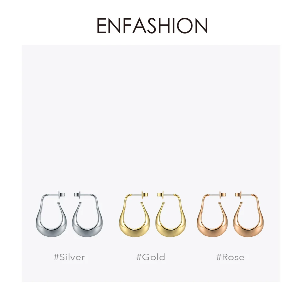 ENFASHION геометрические асимметричные серьги-кольца простые круглые обручи маленькие водные серьги в виде капли для женщин Pendientes Aros EC191028
