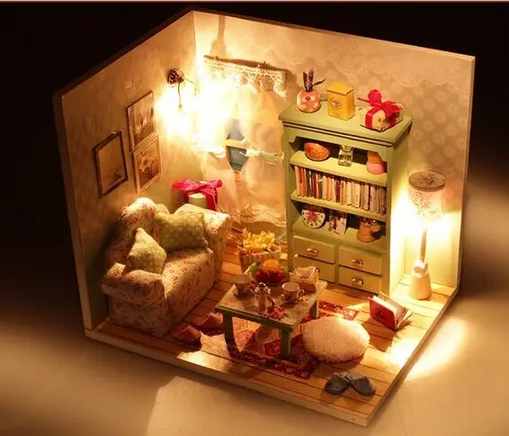 Подарок на день рождения DIY деревянный кукольный домик с мебелью игрушки подарки