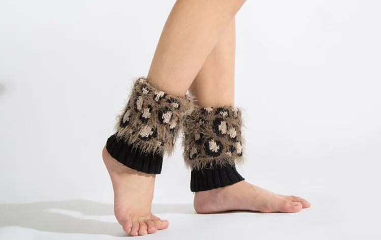 1 Пара Leopard зимние короткие трикотажные загрузки Носки для девочек Гетры для девочек загрузки манжеты леггинсы calentadores piernas Mujer женские гетры