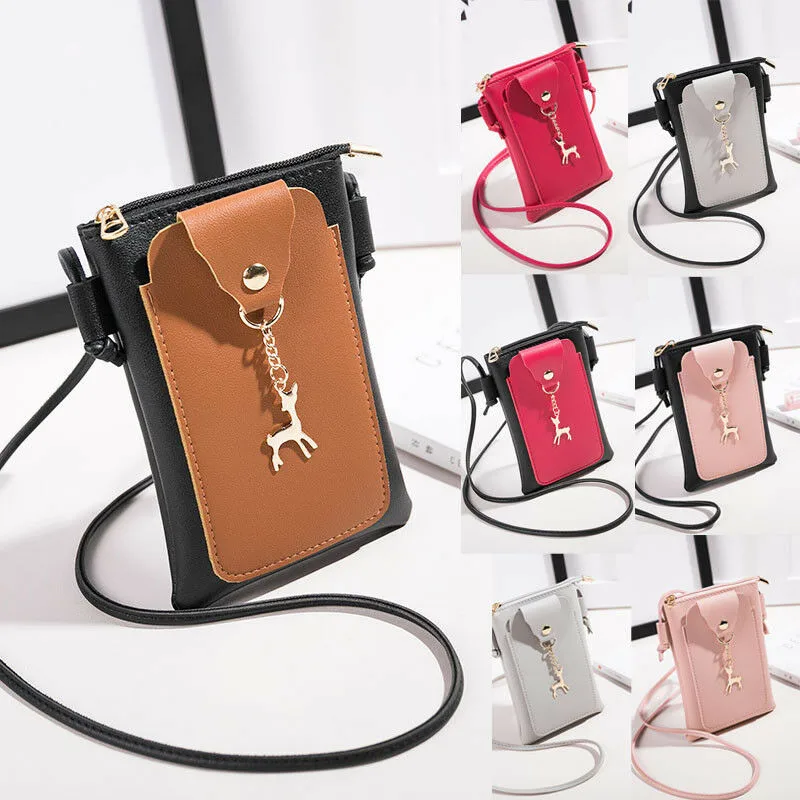 Женский кожаный кошелек сумка для монет сотового телефона миниатюрная через