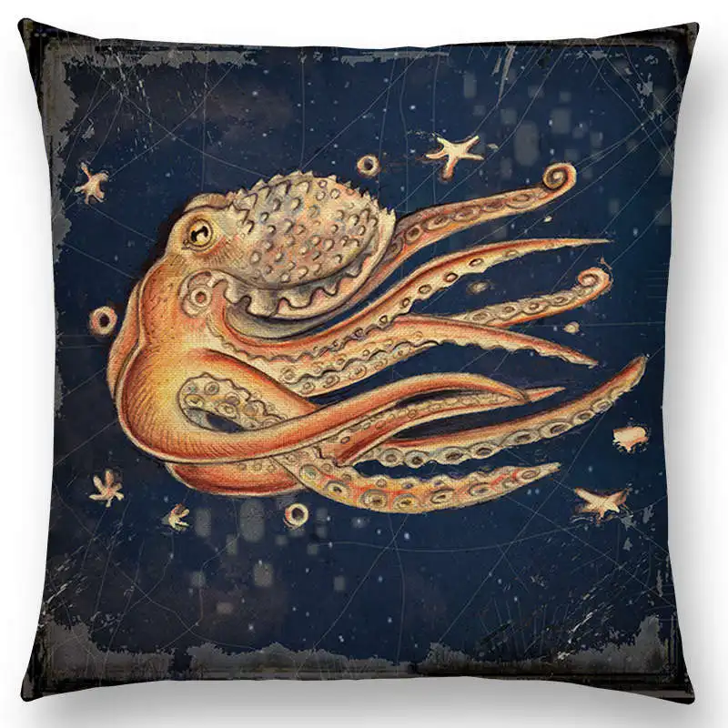 Classic Retro Magical Animals Cool Bird Blue Whale Hedgehog Moonlight Owl Bat Bee Octopus Throw Pillow Case | Дом и сад
