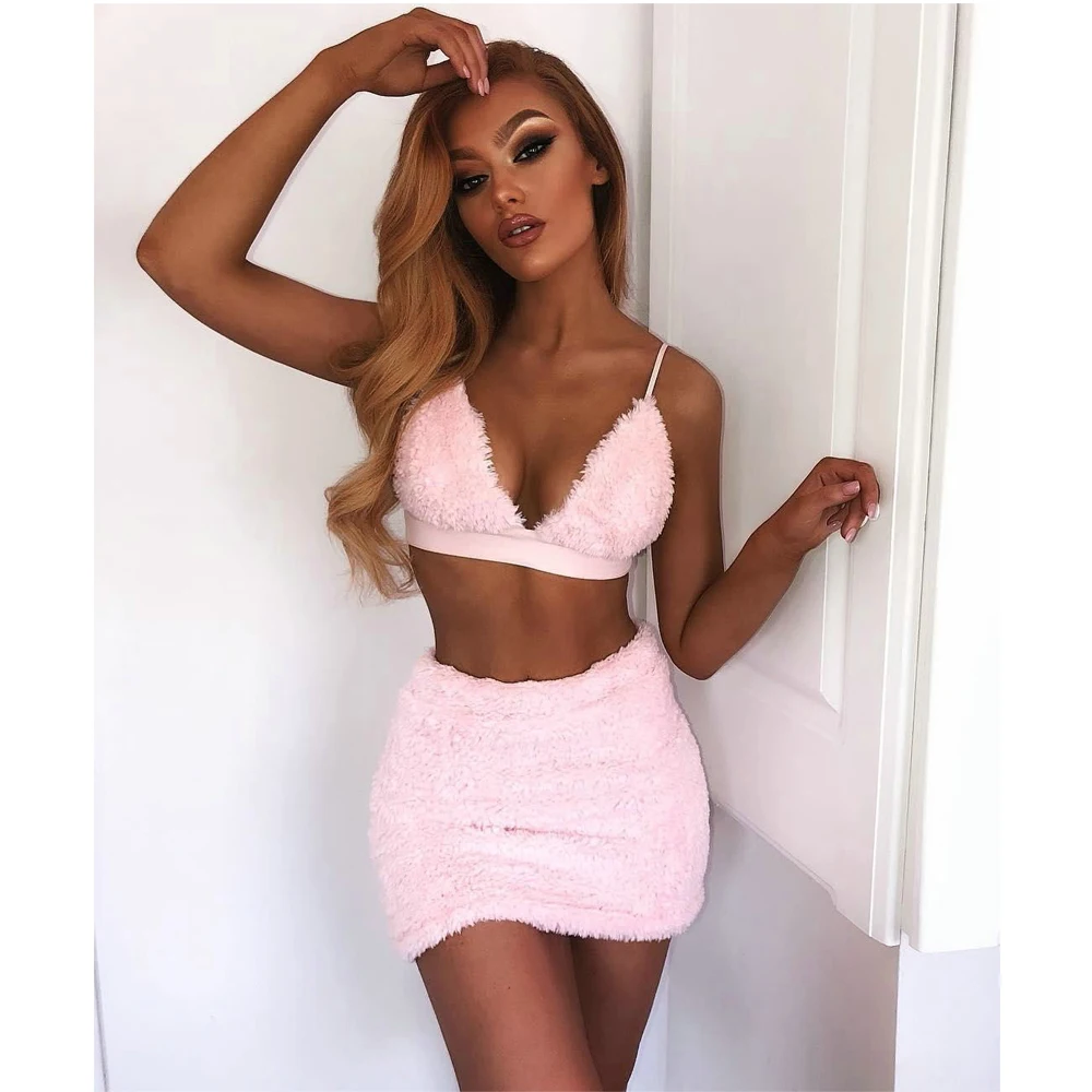 

Sexy Women 2pcs Strappy Bodycon Crop Top Mini Skirt Co Ord Set Backless Suits