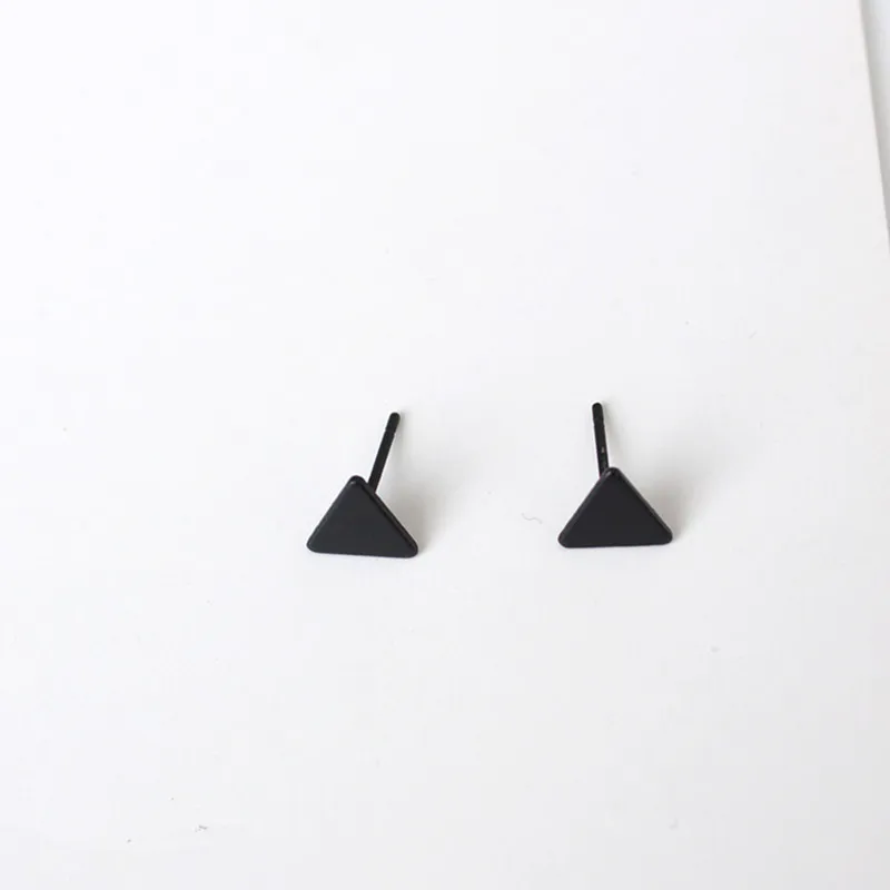 Женские Треугольные Серьги гвоздики золотистые черные серебристые|earrings