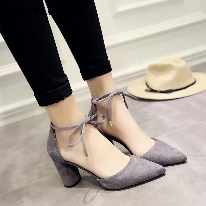 Summer Women Shoes Pointed Toe Pumps Dress High Heels Boat Wedding tenis feminino Side with Straps Pink Heels Zapatos De Mujer