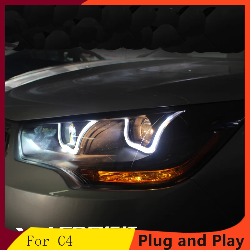 

ar Styling for Citroen C4 Headlights 13-16 FOR C4 LED Headlight DRL Lens Double Beam HID KIT Xenon bi xenon lens