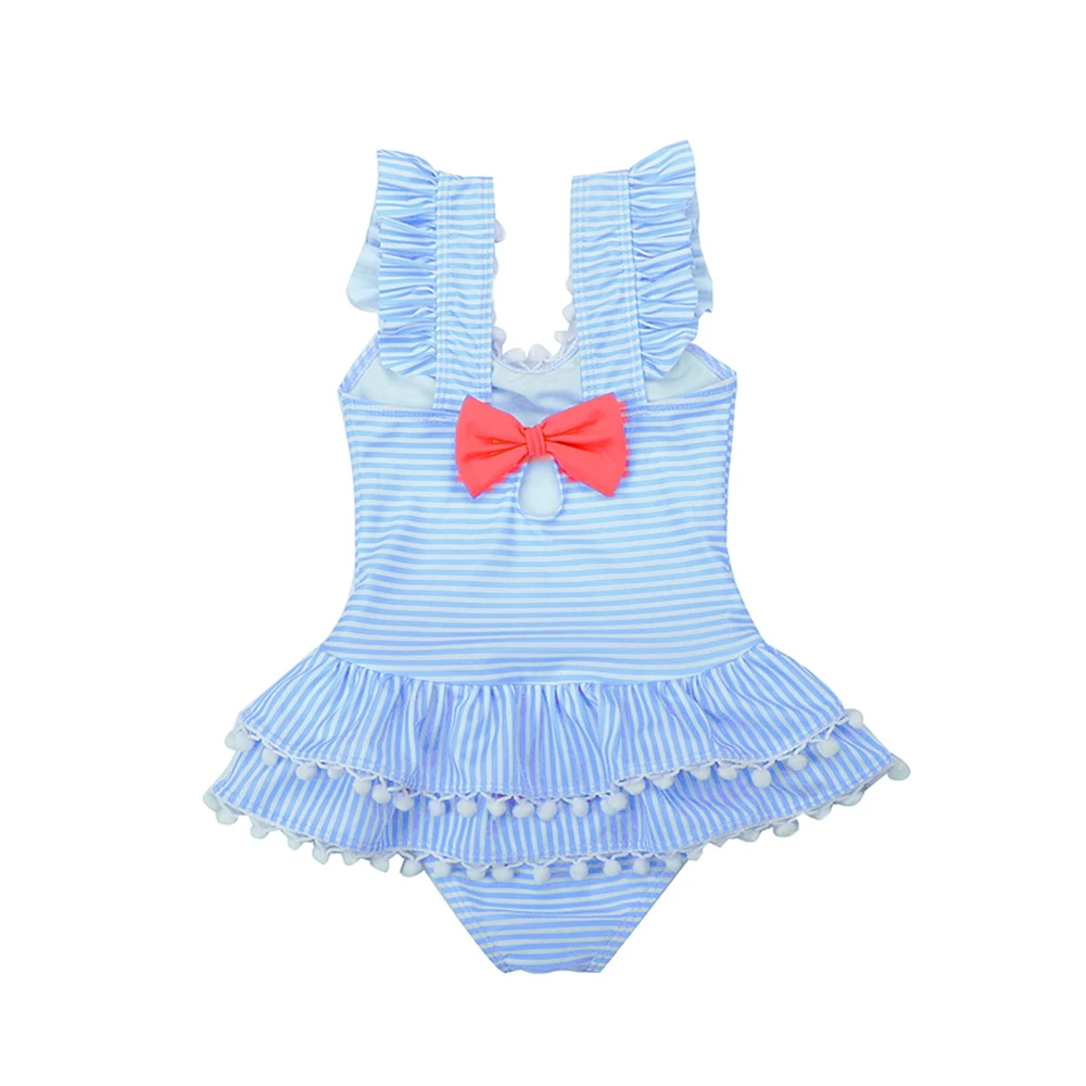 

2019 New Kids Swimsuit Girl's One Piece Swimwear Children Bodysuit Pretty Striped Print Swimsuit for Girl Beachwear