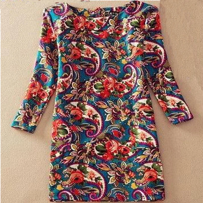 Женское Ретро Повседневное платье размера плюс с принтом элегантное женское