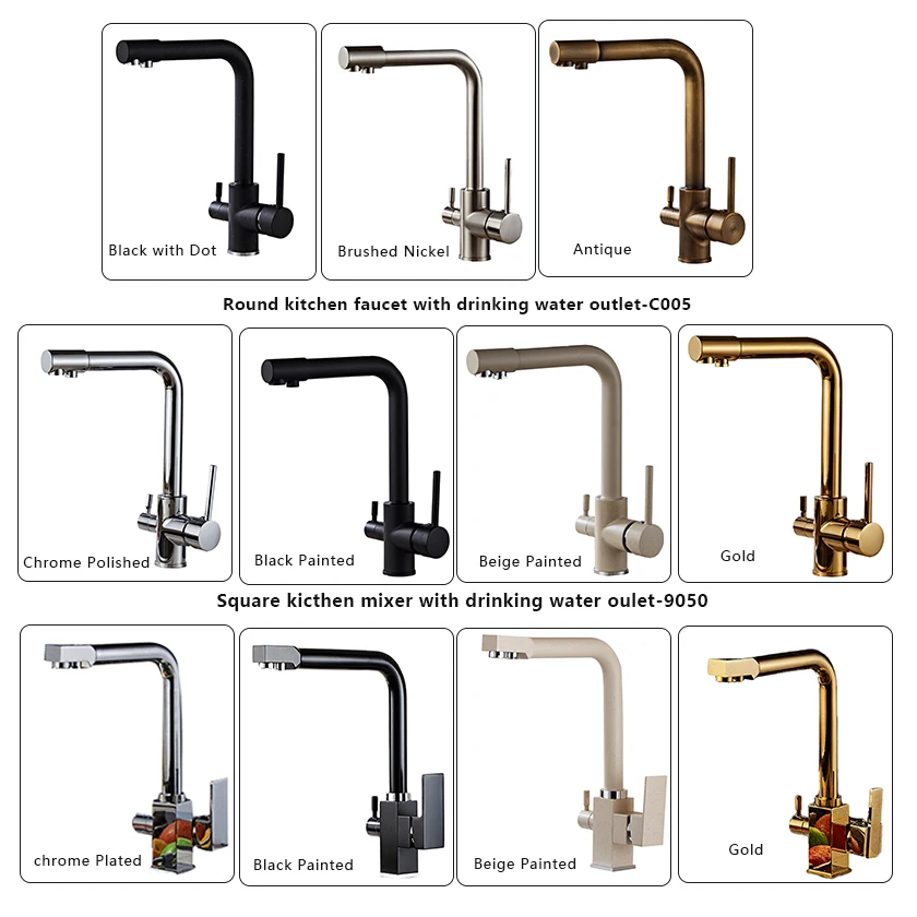 Черный кухонный кран OKAROS для очистки воды из латуни двойной распылитель питьевой