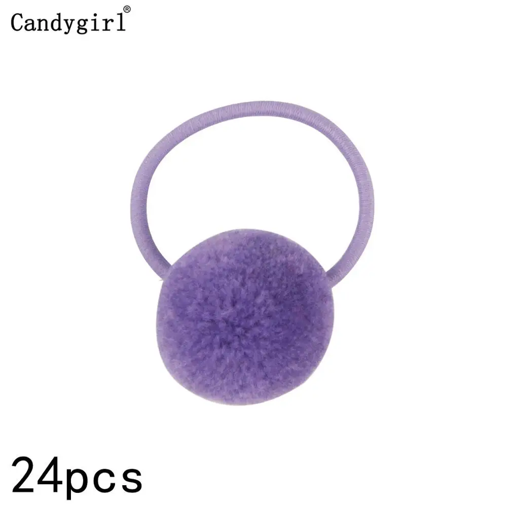 Purple Hair Rope 24 шт., меховой шарик, эластичный, для девушек, женщин, конский хвост, держатели, плюшевый шар, кольцо для волос, эластичная резинка для волос, резинка для волос, аксессуары для волос, резинка для волос - Цвет: Purple Hair Rope