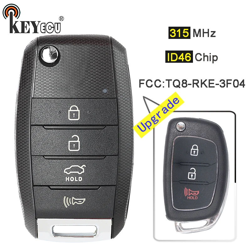 KEYECU 315 МГц ID46 чип FCC:TQ8-RKE-3F04 P/N:95430-4Z100 Модернизированный флип 3 кнопки