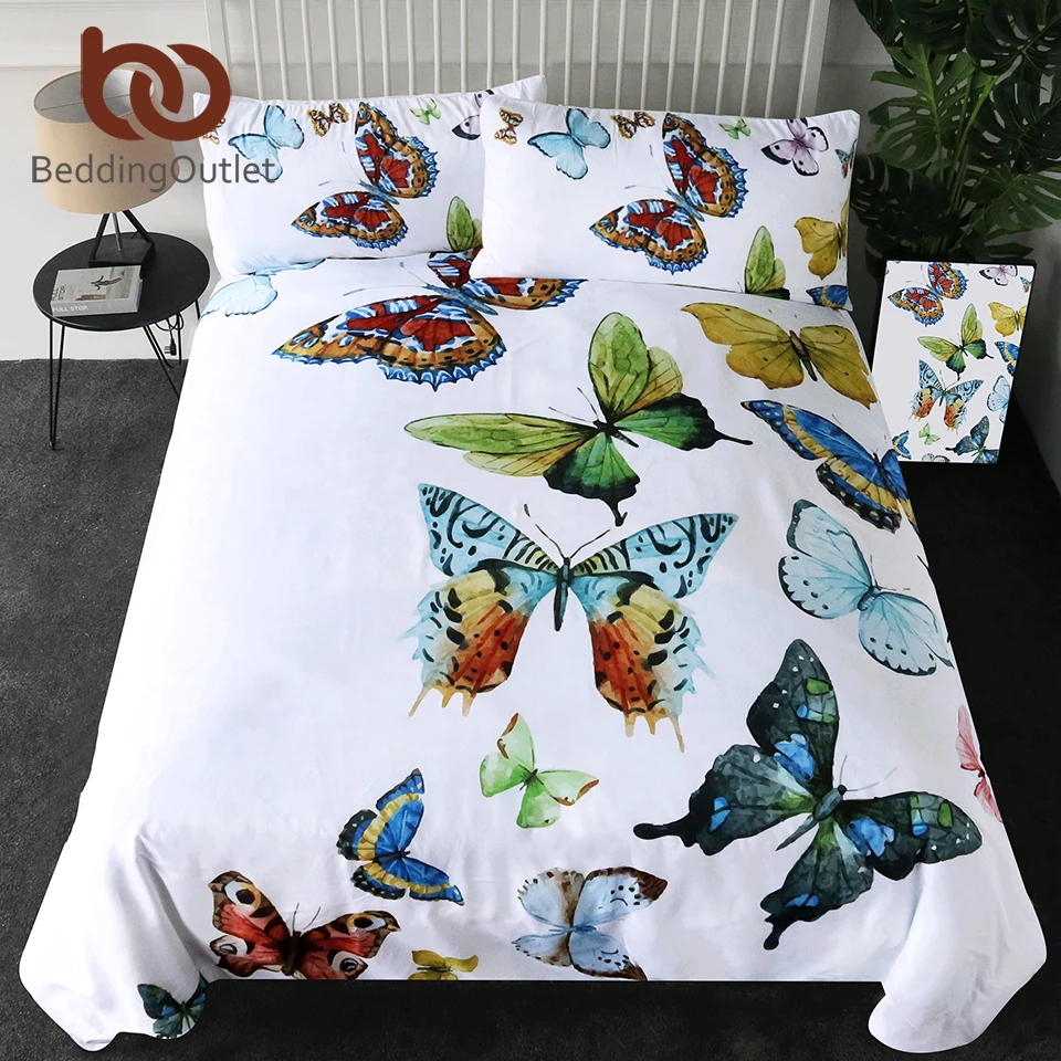 

Постельное белье на выход Летающие бабочки пододеяльник набор Бабочка Коллекция постельных принадлежностей королева размер красочные мягкие постельные принадлежности 3 шт