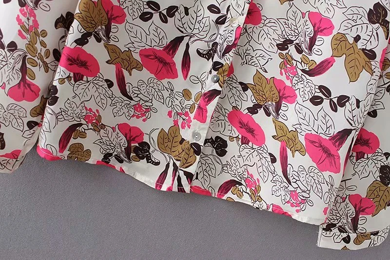 Women Elegant V neck Floral Blouse Long Sleeve Autumn Spring Printed Ladies Shirt Female Slim Casual Tops ZA8981 |